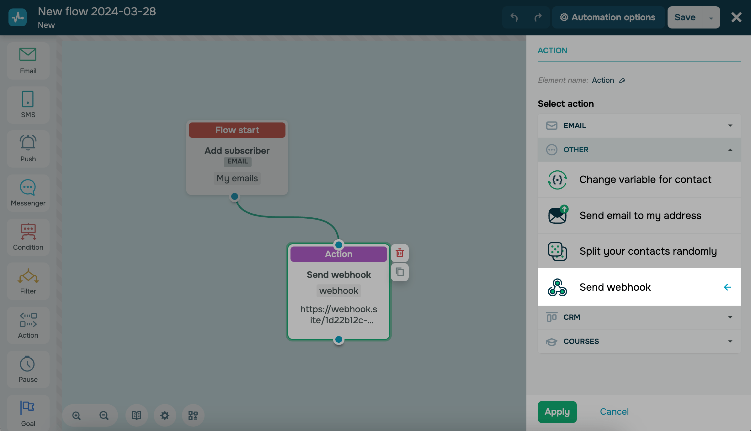 Webhook settings in A360 Webhook settings in A360