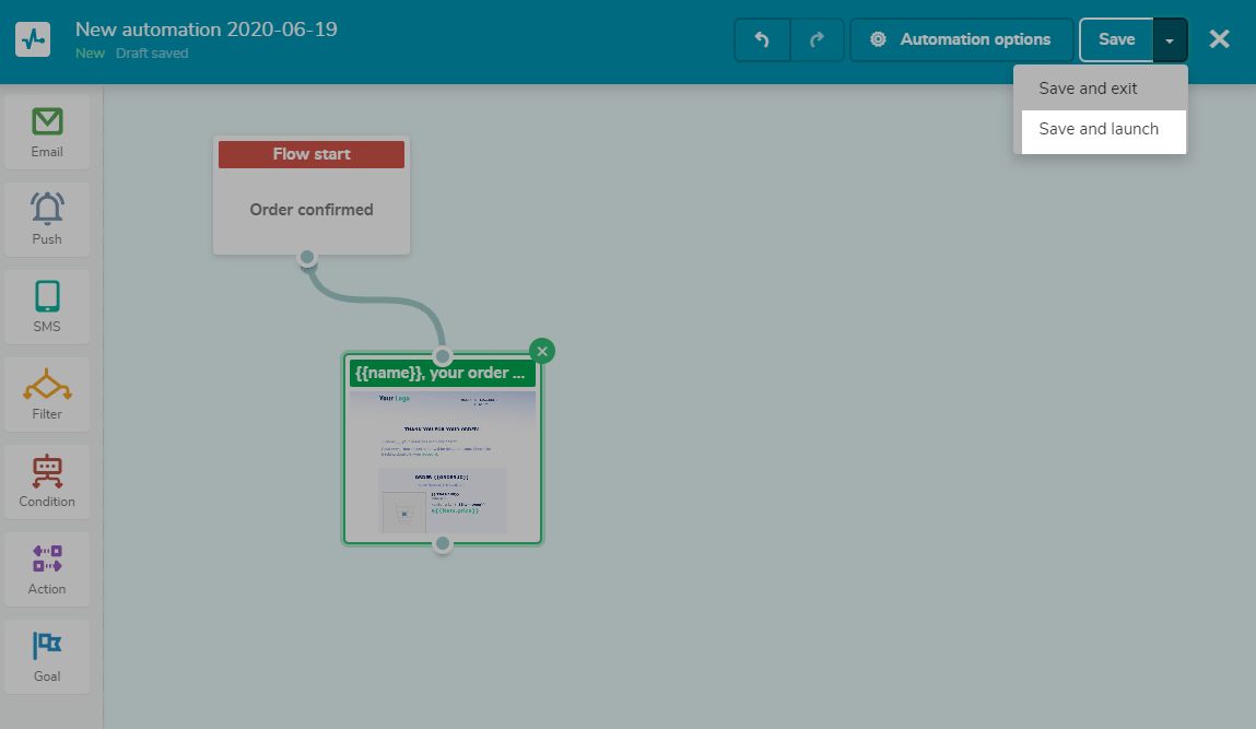 button to launch flow