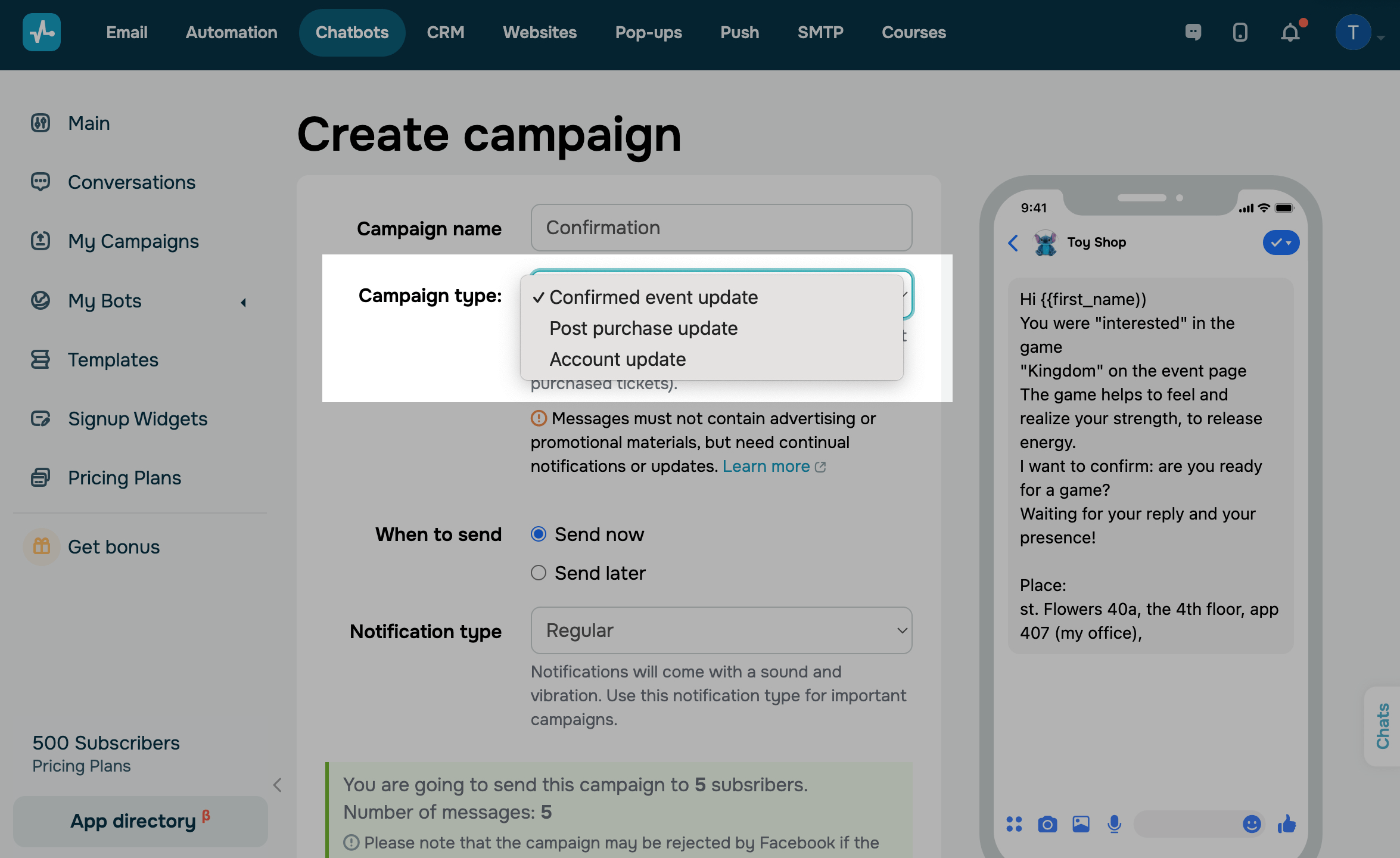campaign types campaign types