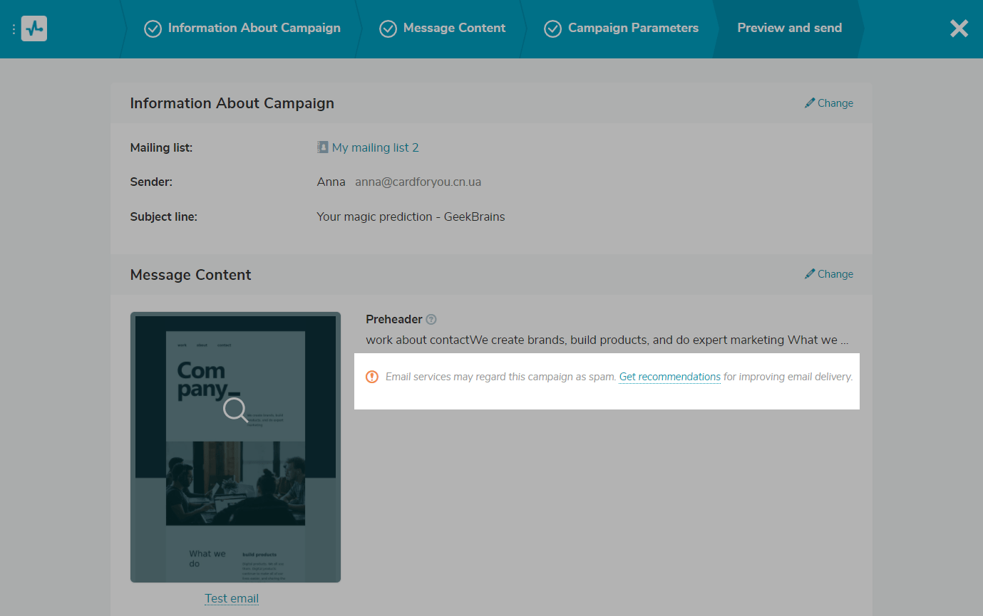 Anti-spam recommendations