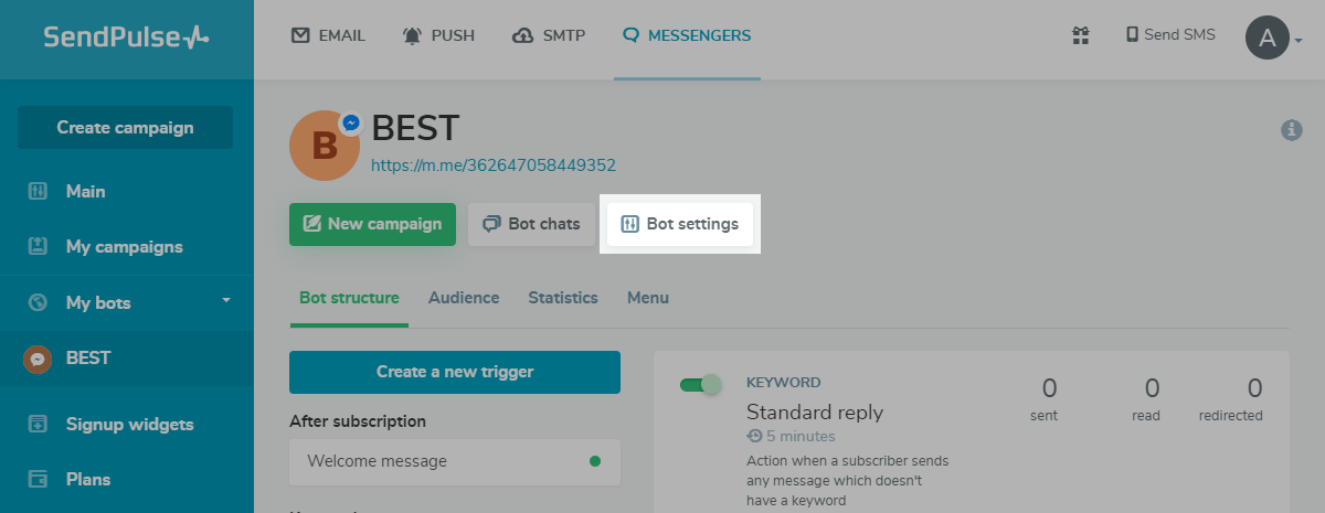 Bot settings Bot settings