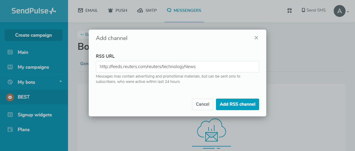 Adding an RSS channel Adding an RSS channel