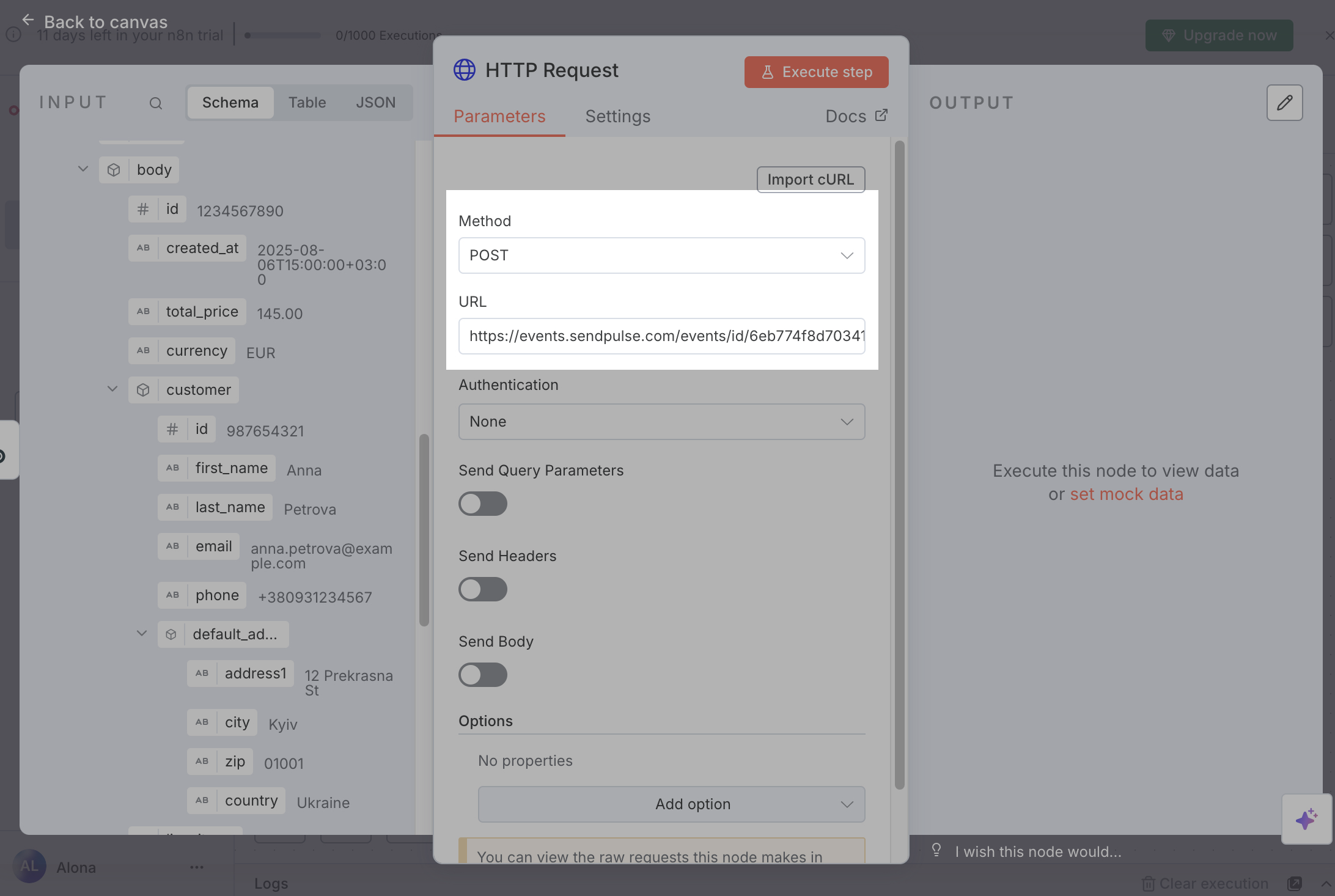 n8n HTTP Request configuration n8n HTTP Request configuration