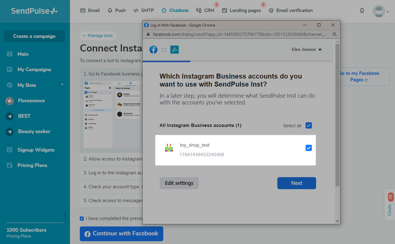 Select an Instagram account Select an Instagram account