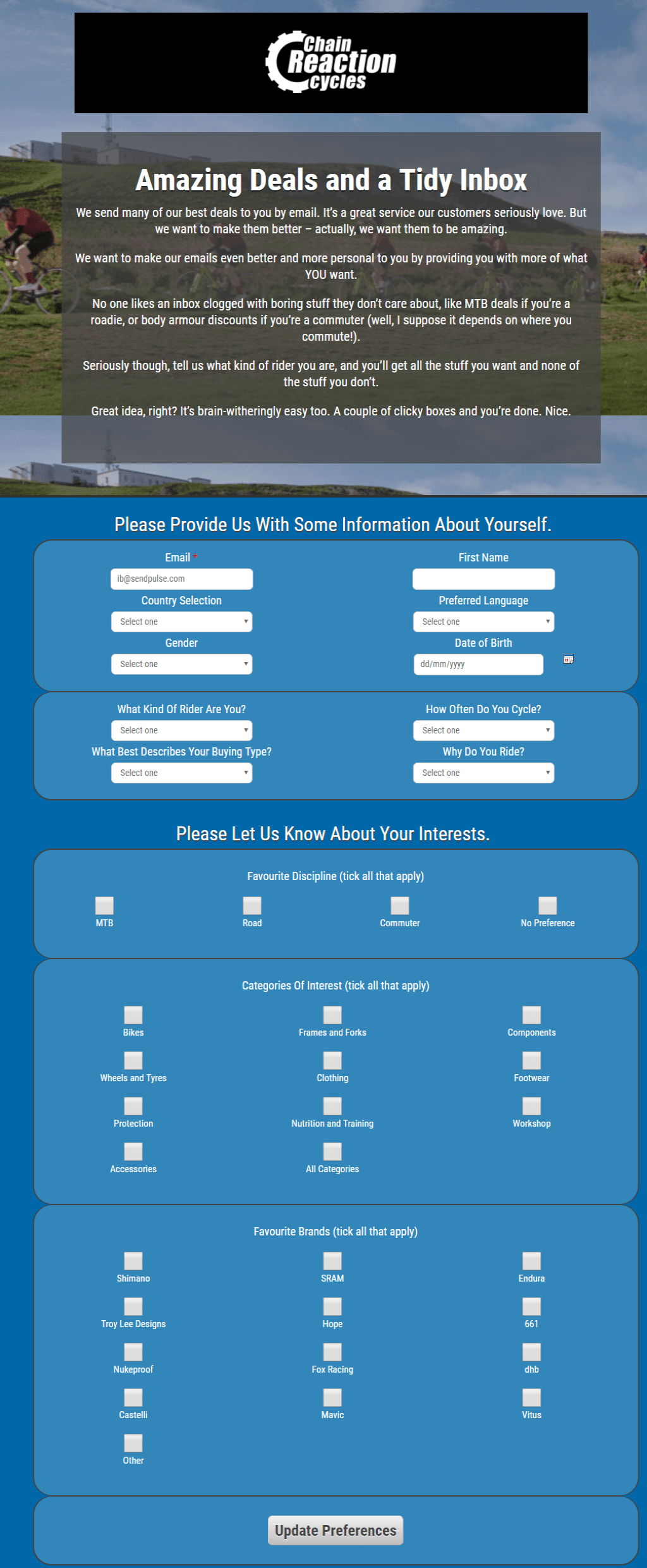 Email preference center Email preference center