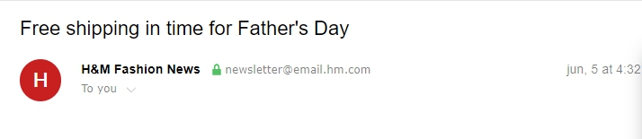 Email subject line timed to Father's Day Email subject line timed to Father's Day