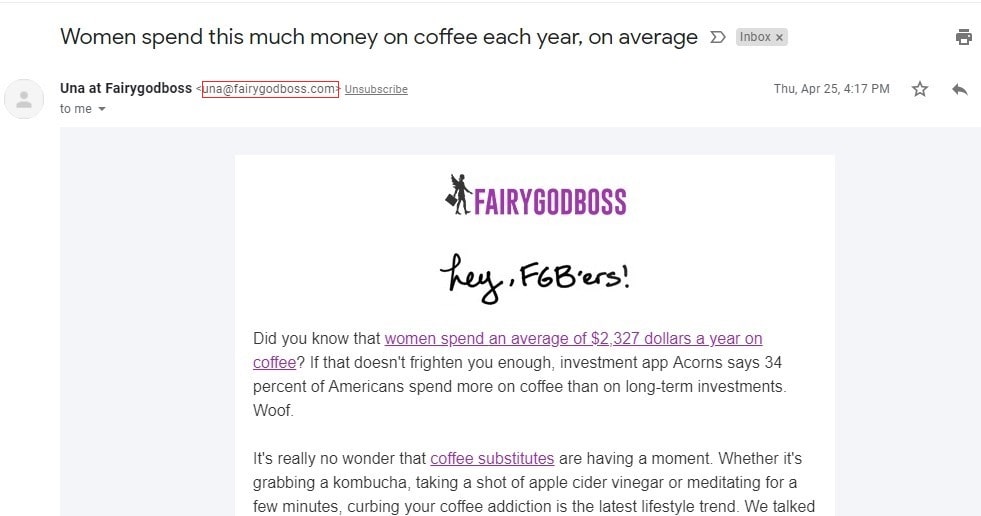 A real email sender address A real email sender address