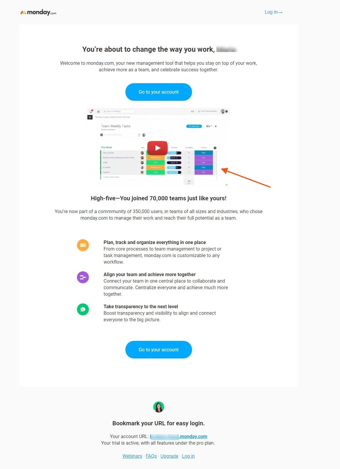 Email with the video Email with the video