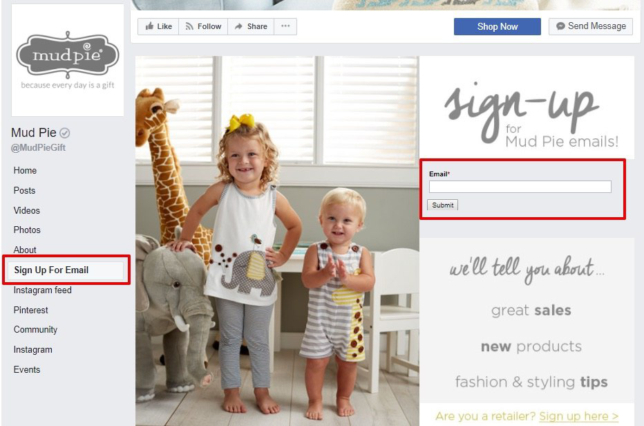 Subscription form in social media Subscription form in social media