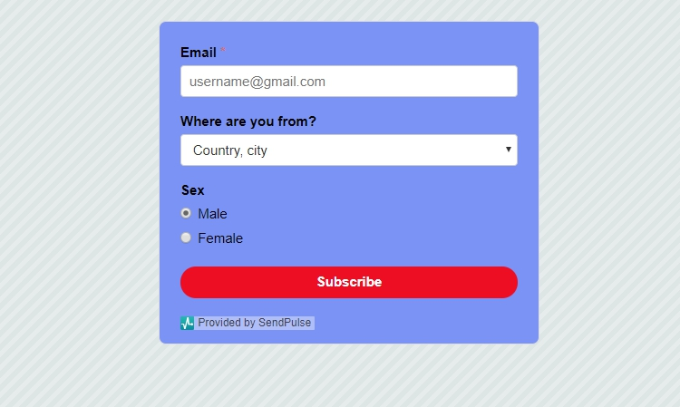 Subscription form Subscription form