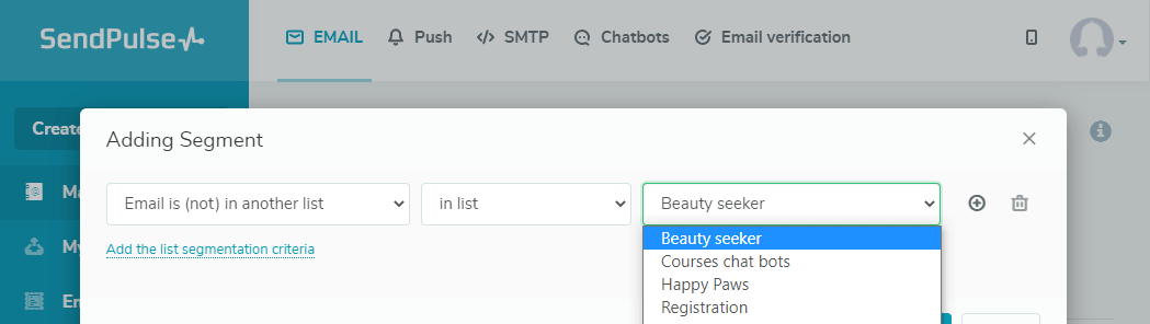 Adding segment add-segment