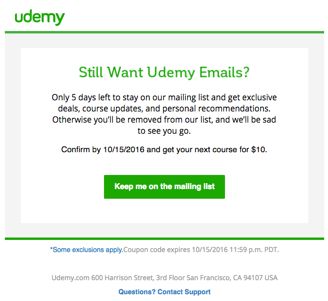 Reactivation email based on a low level of engagement Reactivation email based on a low level of engagement