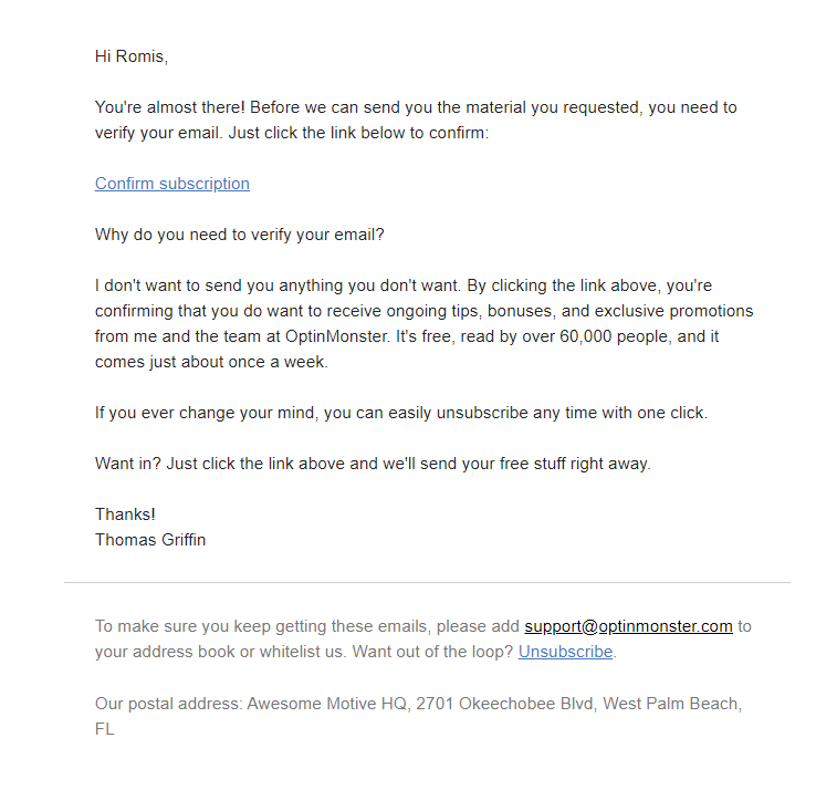 Optinmonster confirmation link Optinmonster confirmation link