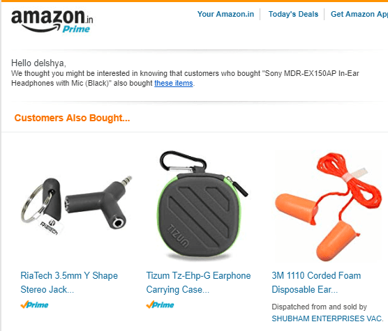 A cross-selling email from Amazon A cross-selling email from Amazon