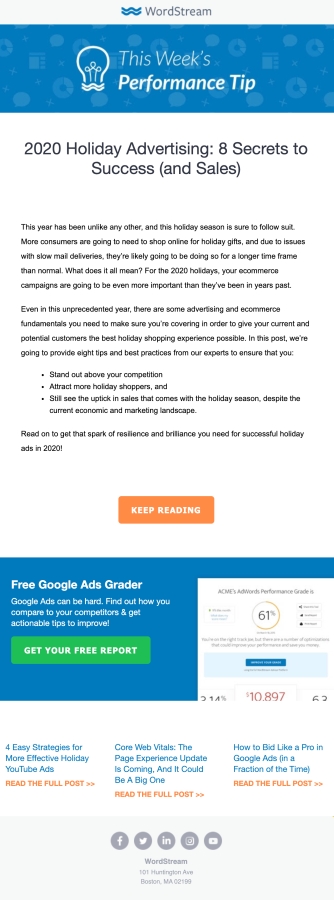 An email from WordStream An email from WordStream