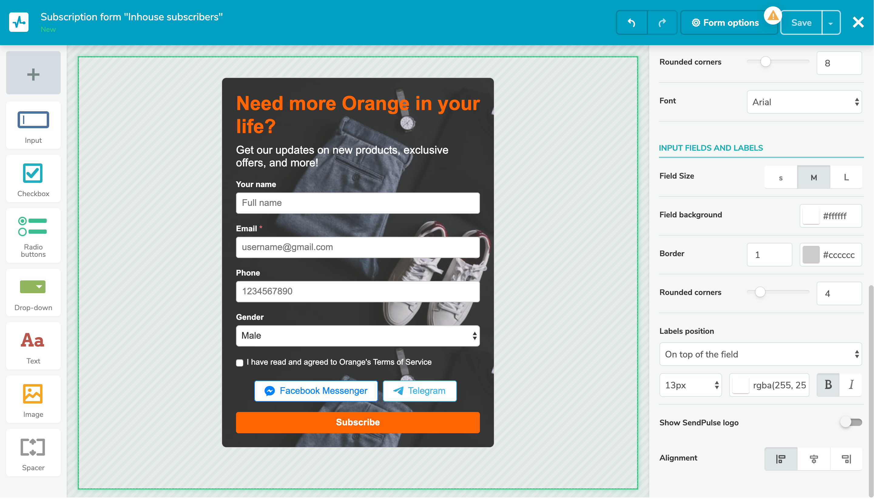 Creating a subscription form Creating a subscription form