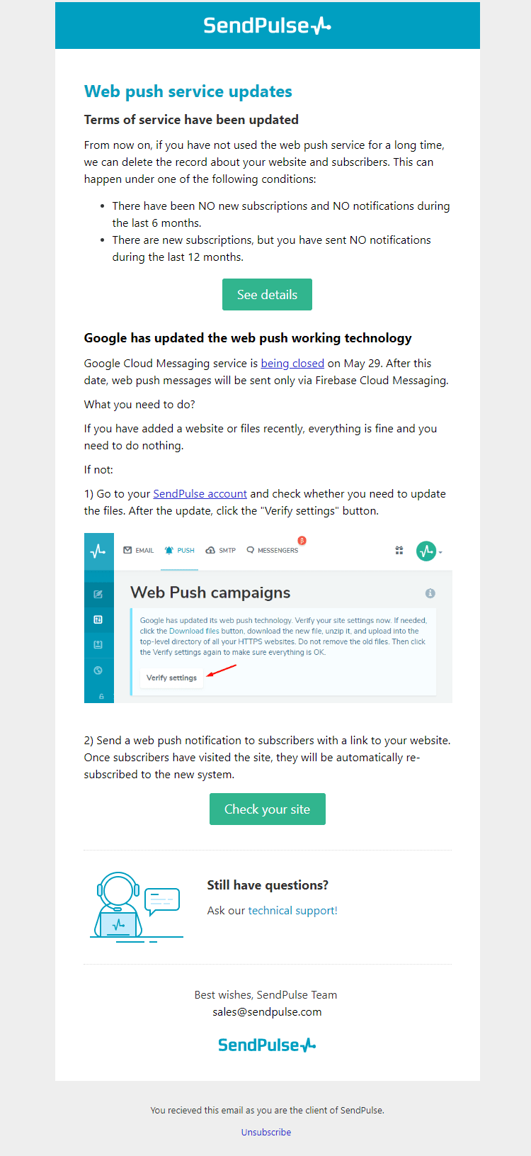 Email notification Email notification