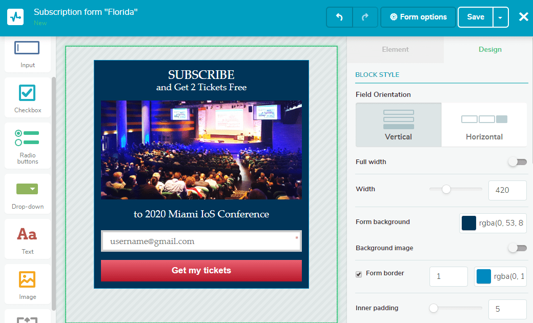 Subscription form with a lead magnet that announces the event Subscription form with a lead magnet that announces the event