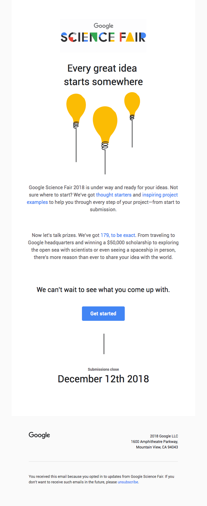 Google Science Fair invitation Google Science Fair invitation