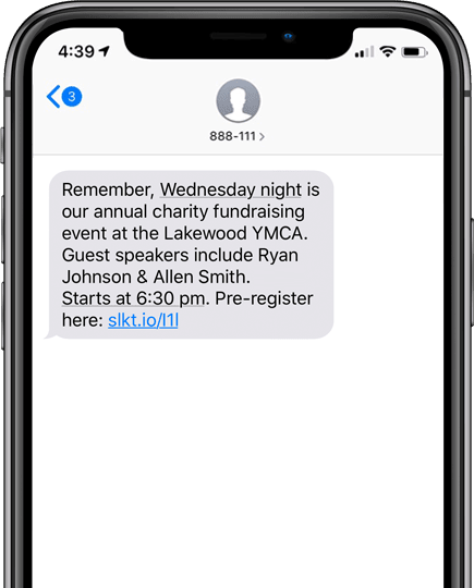 Charity event reminder via SMS Charity event reminder via SMS