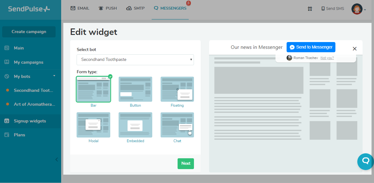 Create a widget Create a widget