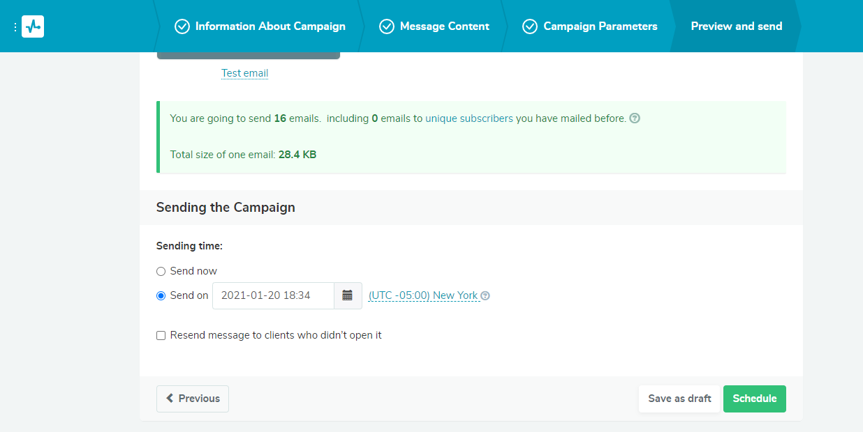 SendPulse email scheduler