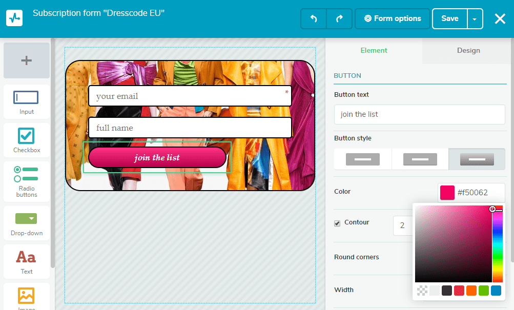 Subscription form create with SendPulse