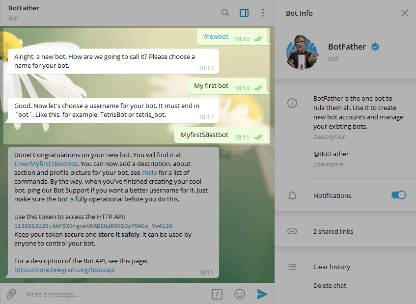 Create a name for your bot Create a name for your bot
