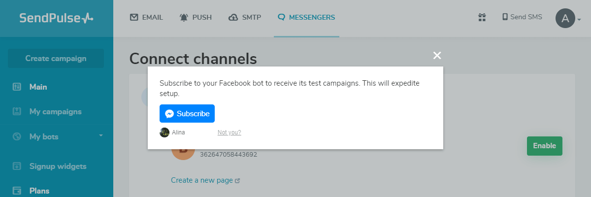 Subscribing to your chatbot Subscribing to your chatbot