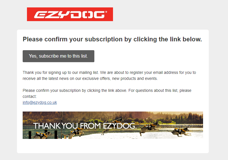 Confirmation email Confirmation email