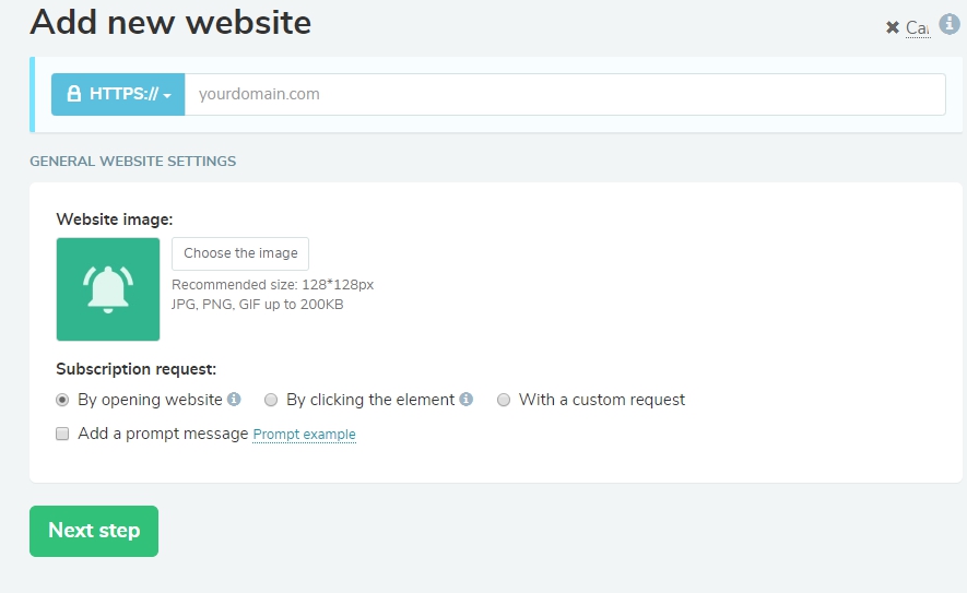 Website settings Website settings