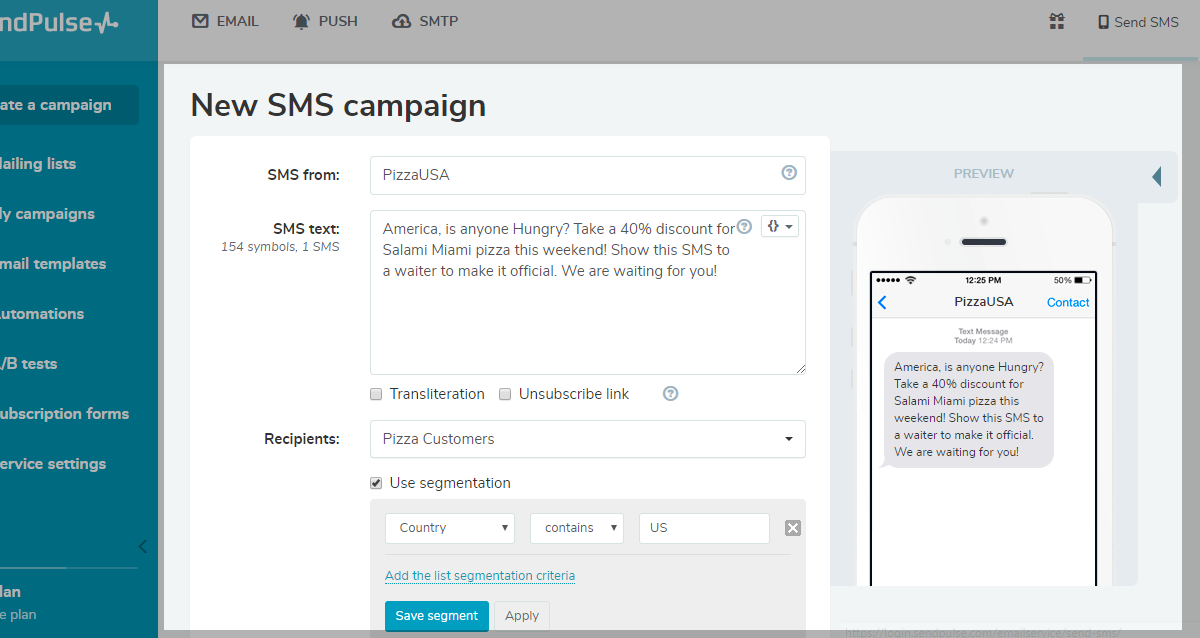 SMS campaign with a time-limited offer SMS campaign with a time-limited offer