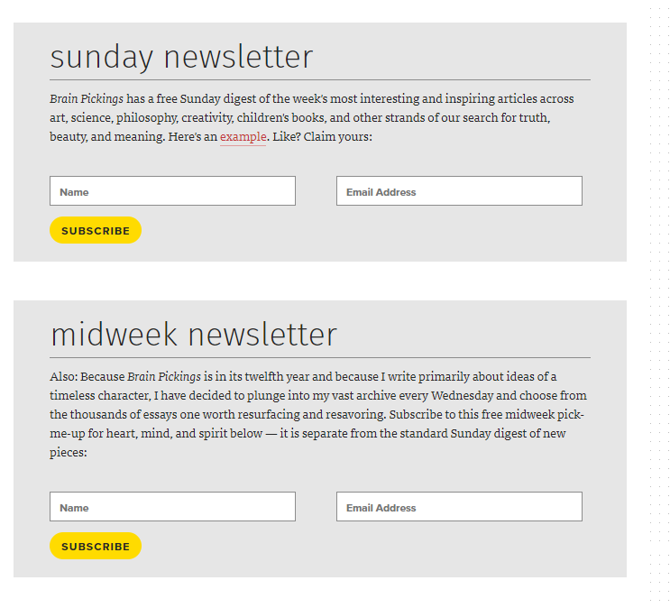 Subscription form Subscription form