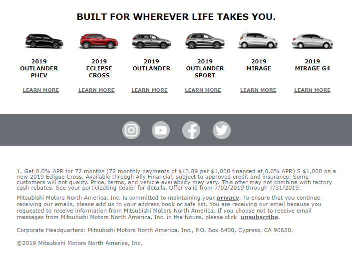 Unsubscribe link by Mitsubishi Unsubscribe link by Mitsubishi