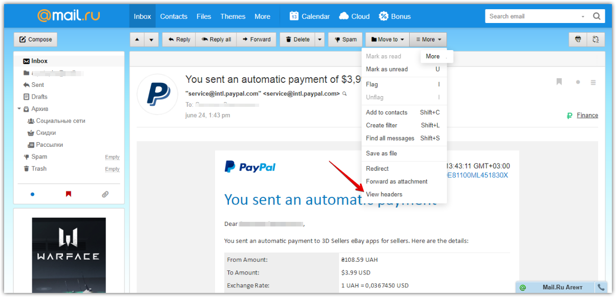 Verificación de SPF y DKIM en Mail.ru Verificación de SPF y DKIM en Mail.ru