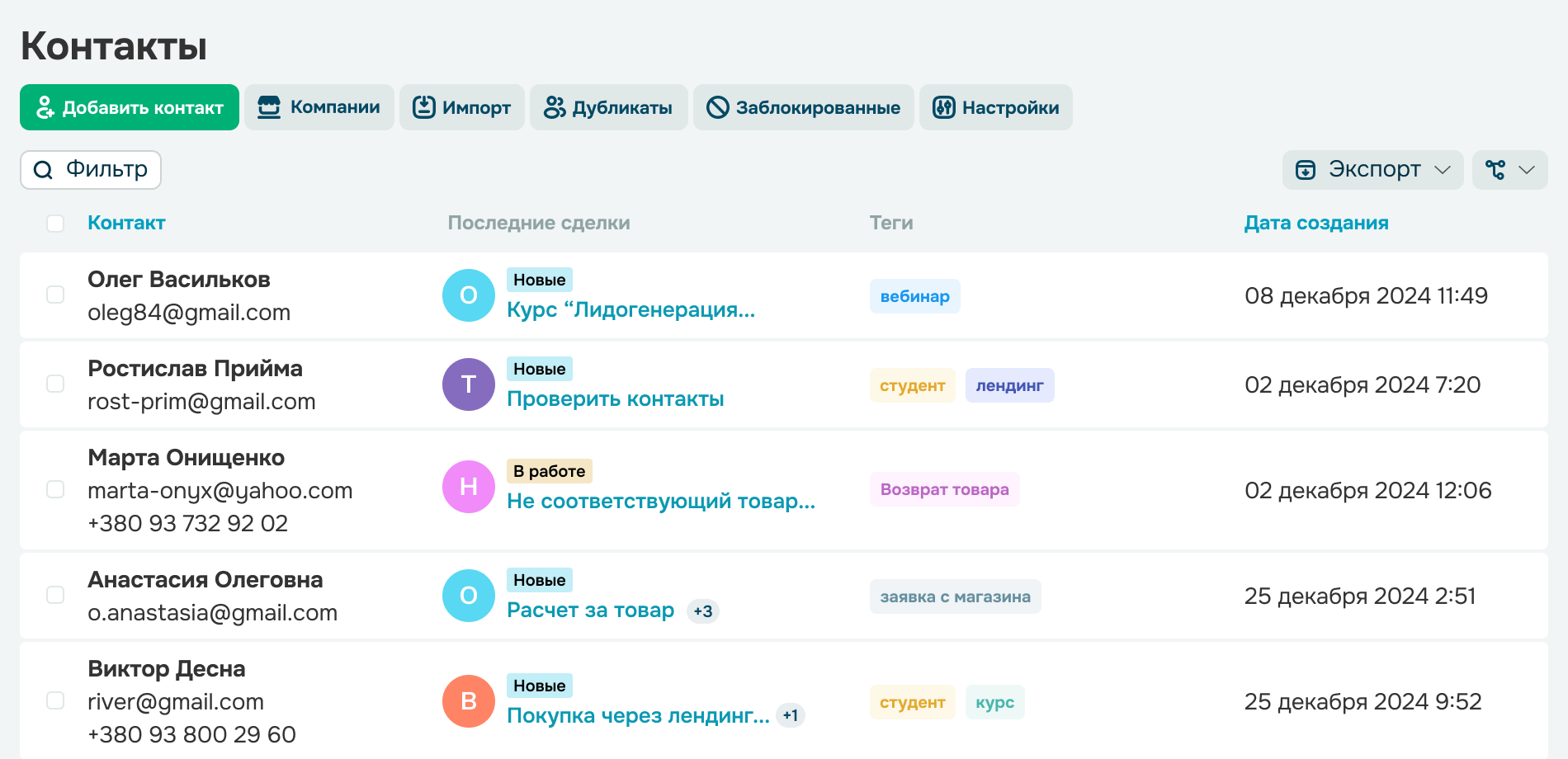 Вся информация о клиентах в одном месте