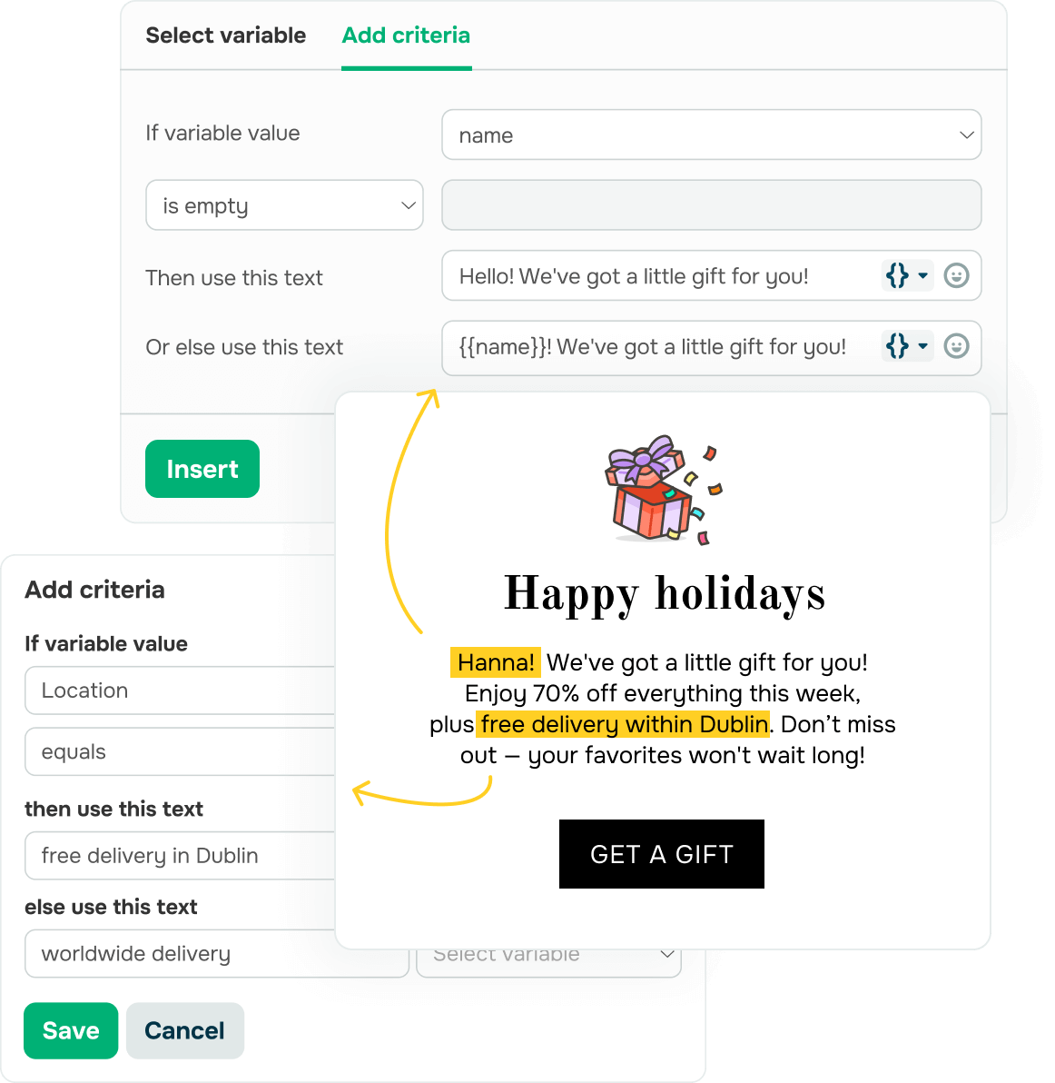 Customize email copy and subject lines
