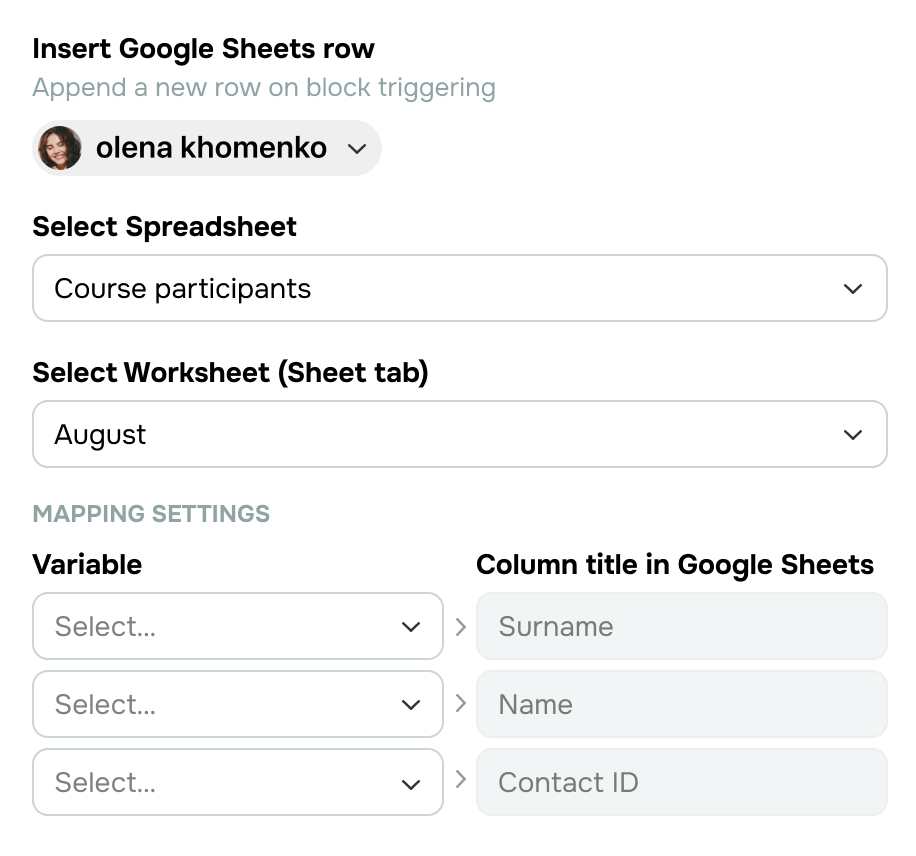 Integrate with Google Sheets