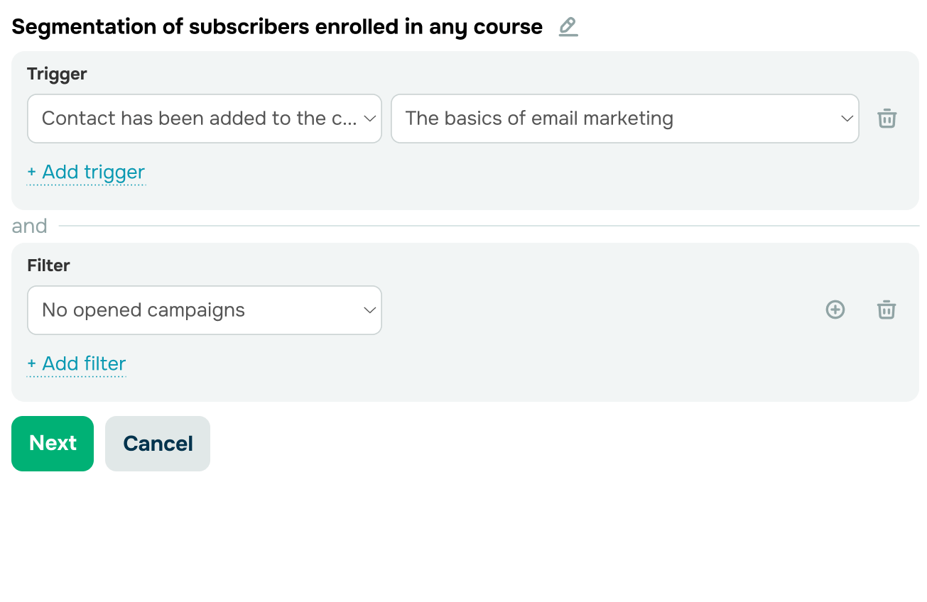 Select subscribers enrolled in your course