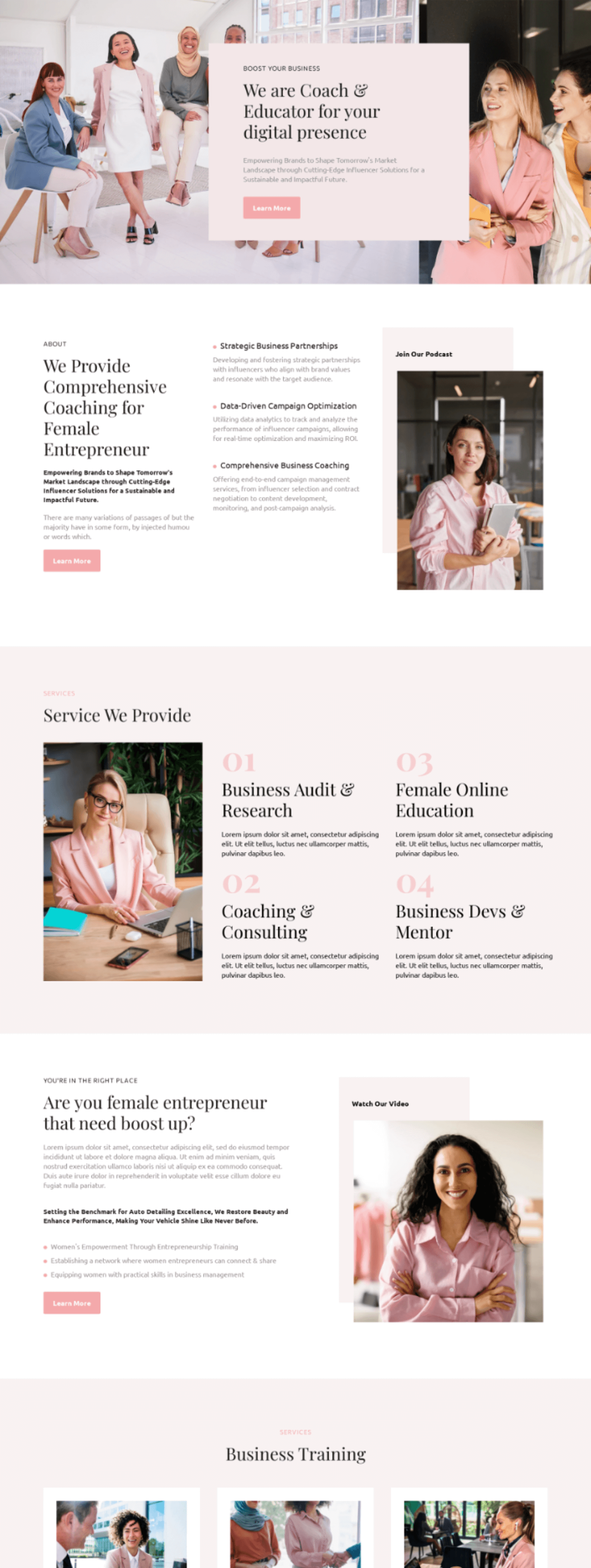 Women’s Coaching Center landing page