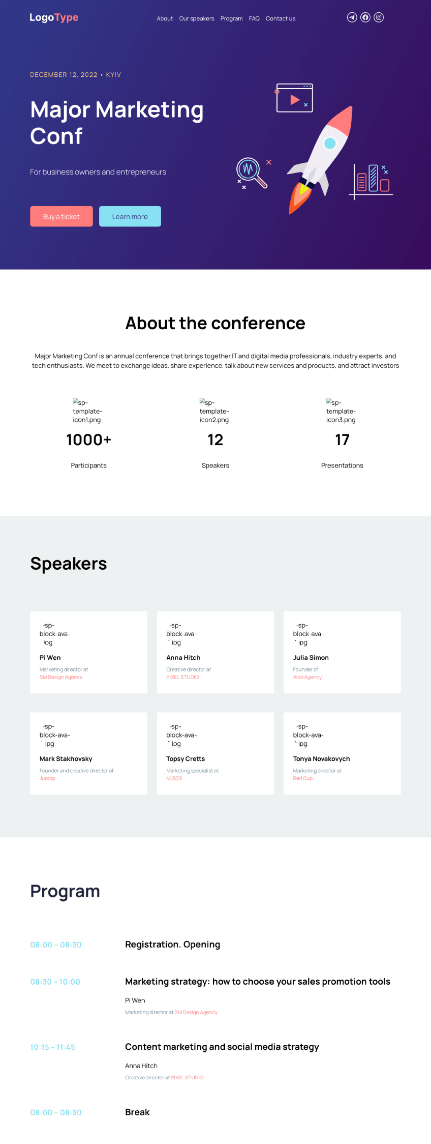 Online conference website