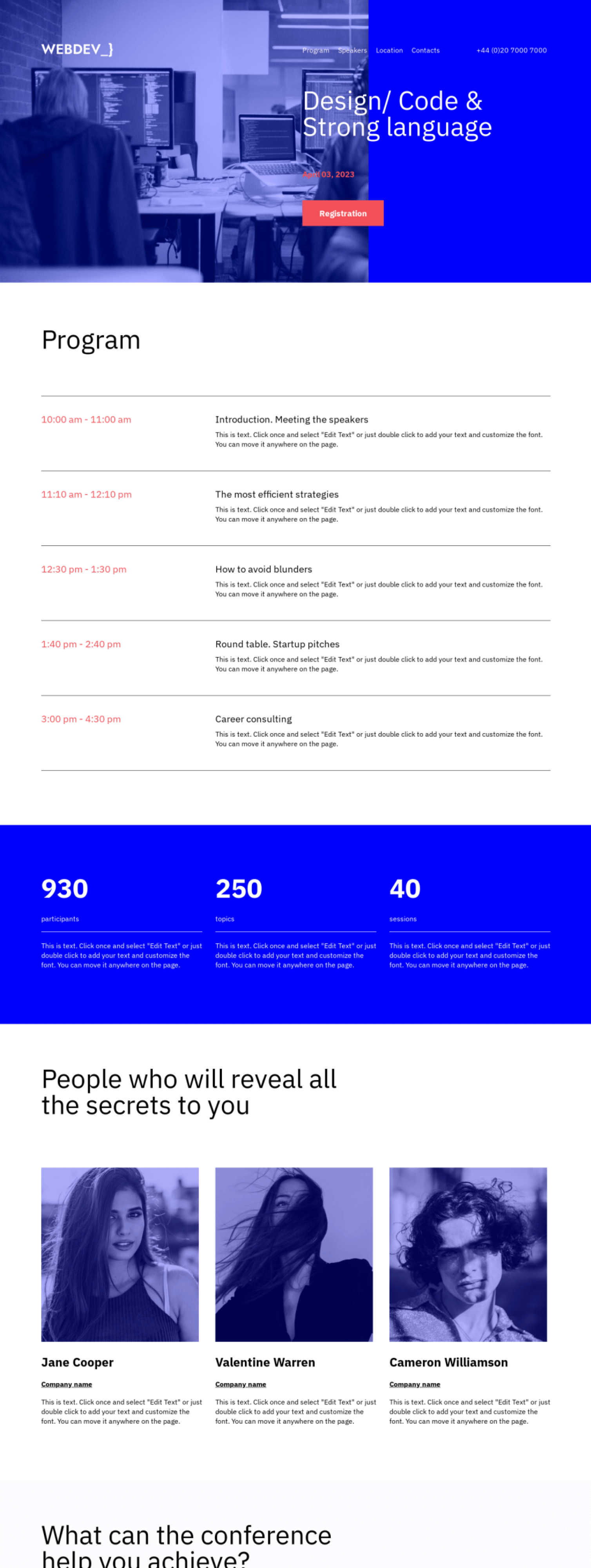 Webinar landing page