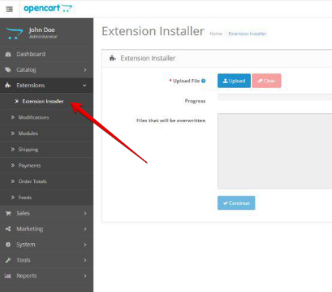 Extensions Installer Перейдите в Extensions Installer