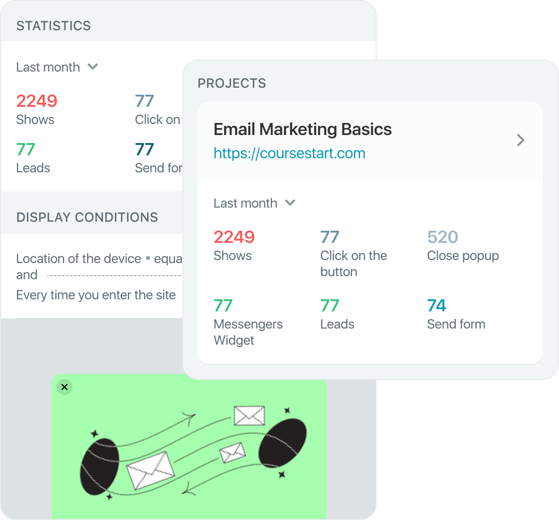 Monitor pop-ups and surveys
