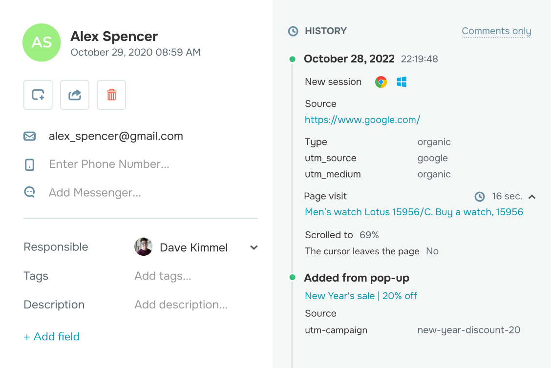 Collect your leads in SendPulse’s CRM, and analyze your results Image 2
