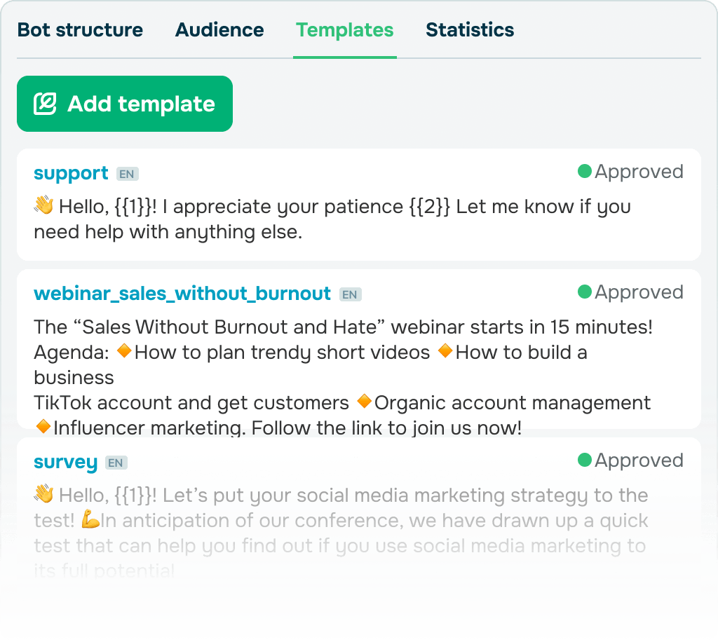 Start conversations with WhatsApp templates
